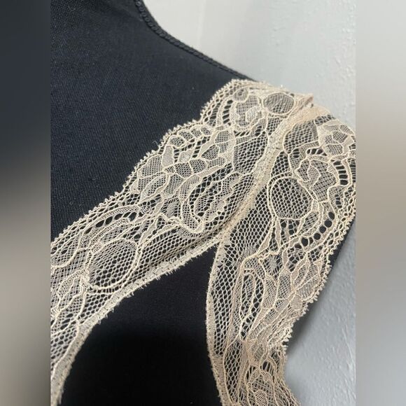 Alberto Makali Black Dress with Beige Lace Trim Size M - Picture 3 of 10